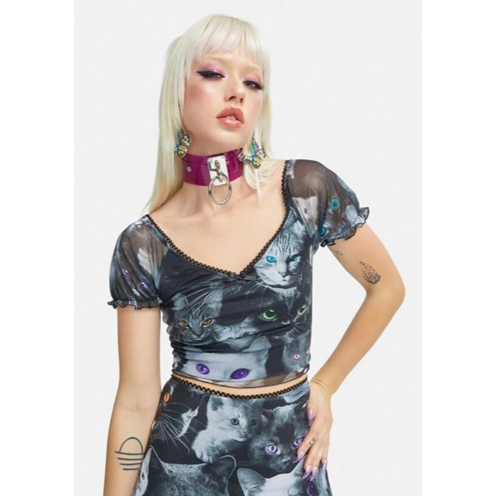 Dolls Kill Cat Crop Top 1X